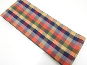 格子織り出し　半幅帯